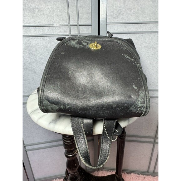 Coach VINTAGE 9791 Black Soft Leather Backpack Daypack Rucksack Drawstring FLAW* - Picture 14 of 14